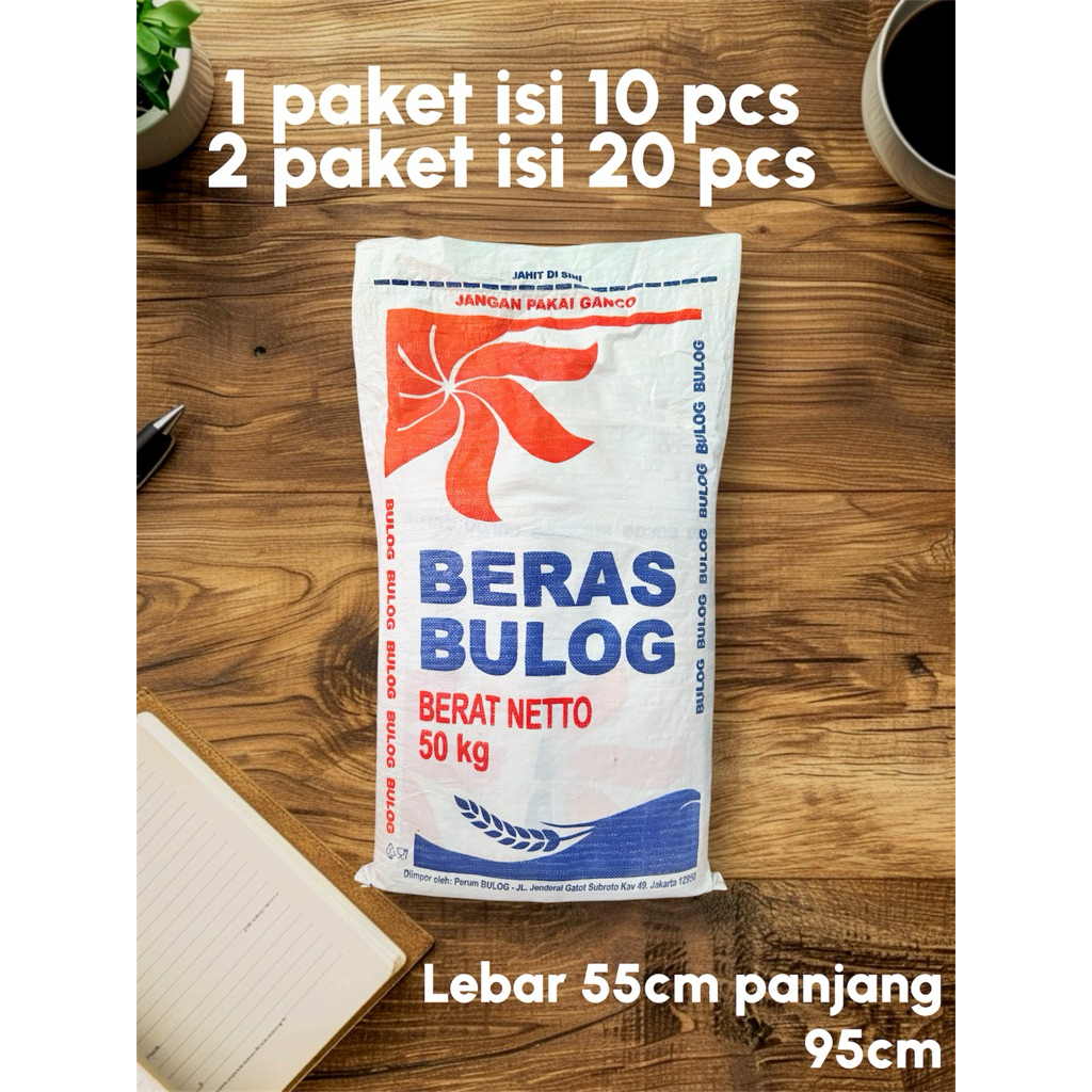 KARUNG BEKAS BERAS BULOG 50KG ISI 10 PCS 100% ORIGINAL