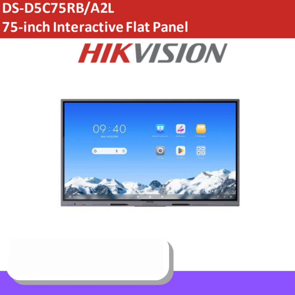 DS-D5C75RB/A2L Interactive Flat Panel HIKVISION 75", 4K, Android 14,  Ram 8GB, storage 128GB, 480 ni
