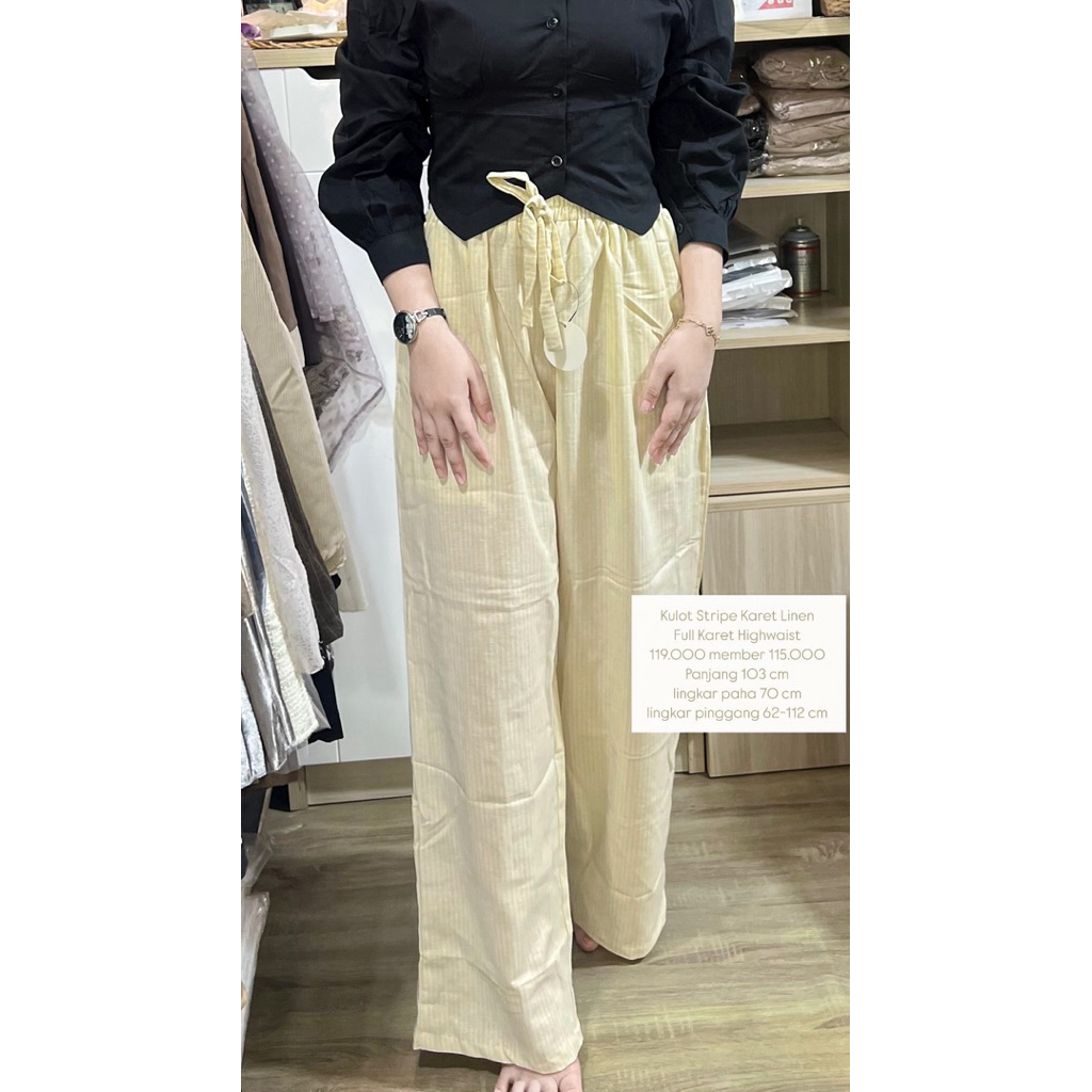 Kulot Stripe Karet Full Linen Karet Highwaist Jumbo