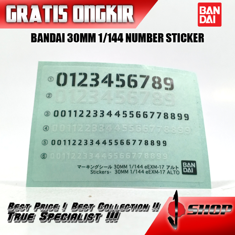 BANDAI 30MM 1/144 NUMBER STICKER 30MM245