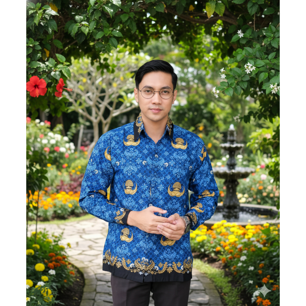 Kemeja korpri pria 2022 krah hitam lapis furing katun Sekar Bengawan c40s