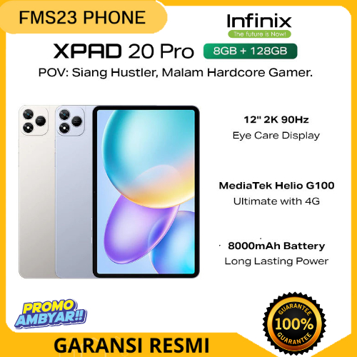 Infinix XPAD 20 Pro 8/256GB - Mediatek G100 Ultimate - 12" 2K 90Hz - 8000 mAh - 4G LTE GARANSI RESMI