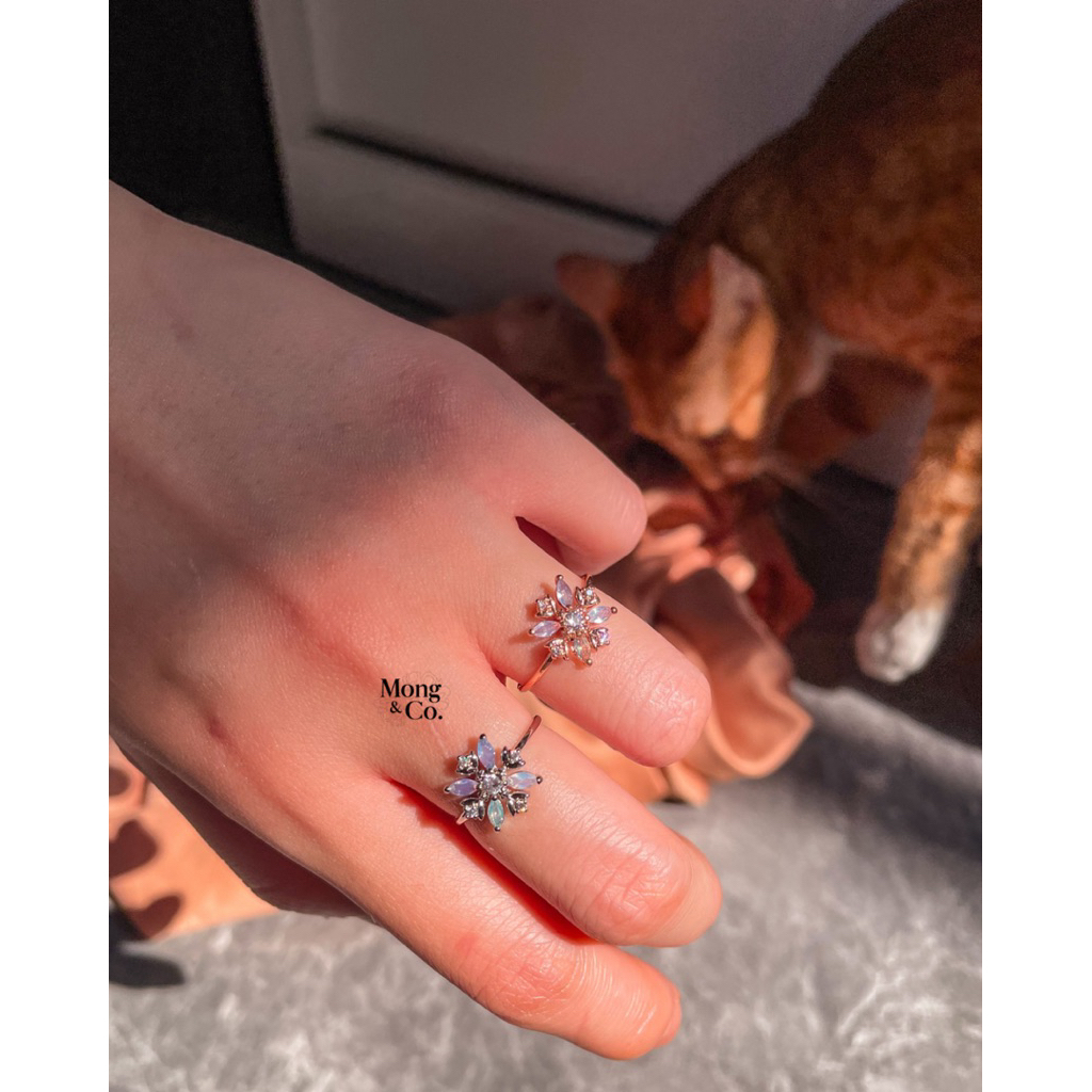 Mong&Co nunsongi Adjustable Snowflake Ring - Cincin Wanita Lapis Rhodium / 14K Rose Gold Plated