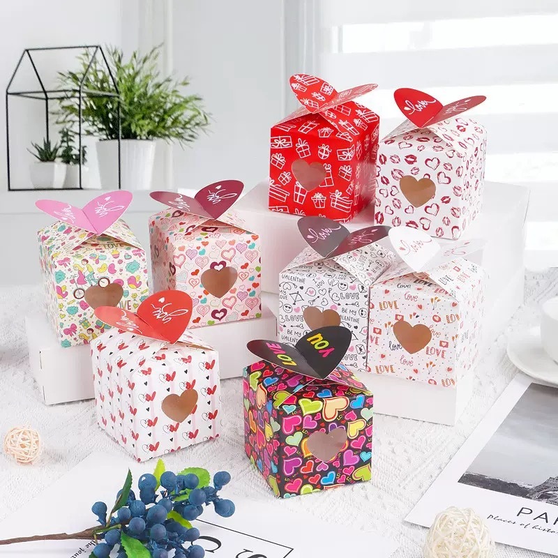 KTK002 | KOTAK HAMPERS VALENTINE COKLAT HATI MINI HAMPERS BOX