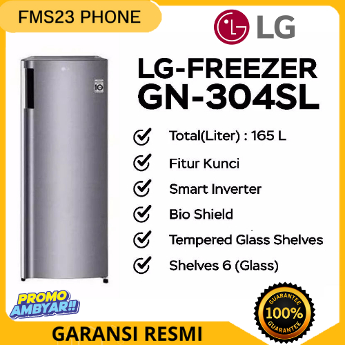 Kulkas freezer LG 6 rak smart inverter GN INV 304 SL / GN-INV304SL - Garansi Resmi