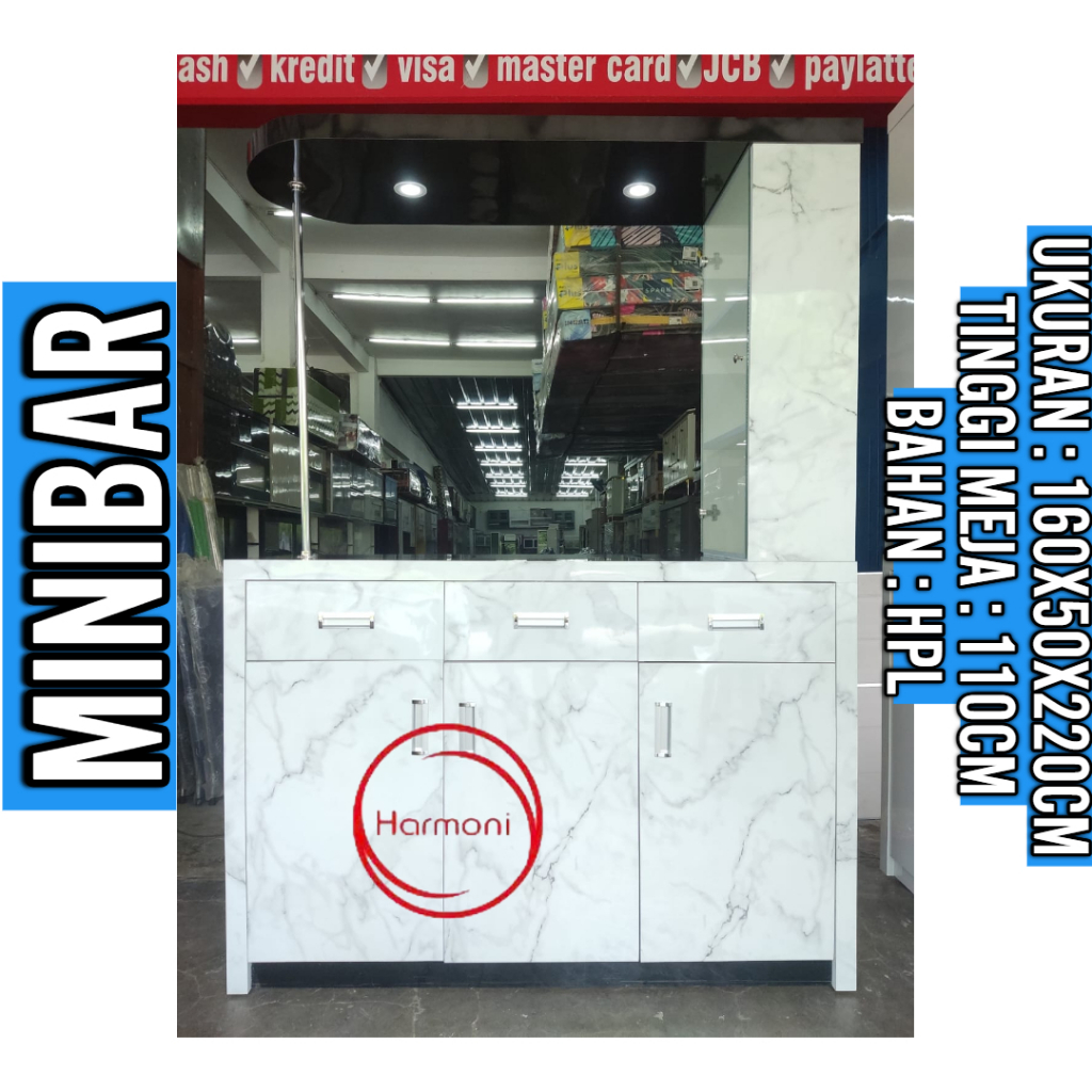 MINIBAR LAMPU 3 TINGGI 220CM BUFET MINI BAR LAMPU FREE ONGKIR SERANG KOTA RAK DAPUR MINI BAR