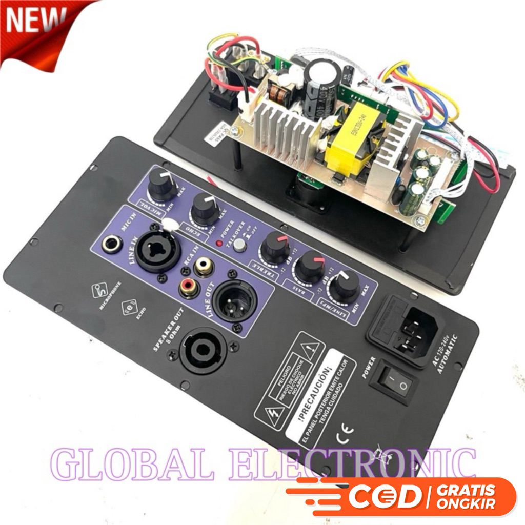 Power Kit Mini Kelas D 500 Watt RMS , 350 watt peak,mic input, line input, line output,modul bass da