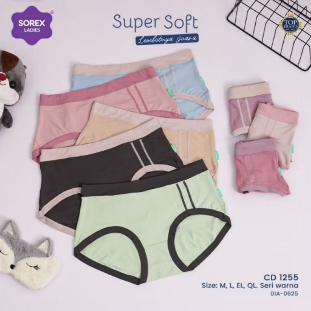 [ 3pcs ] CD Sorex 1255 | Celana Dalam Wanita Supersoft | Cd Wanita Sorex | Cd Sorex Karet Besar
