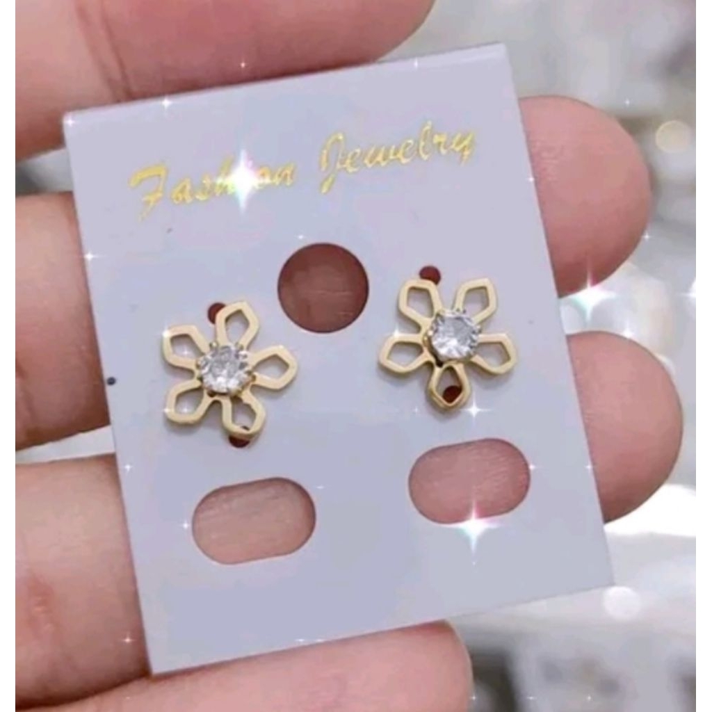 Giwang motif bunga Titanium