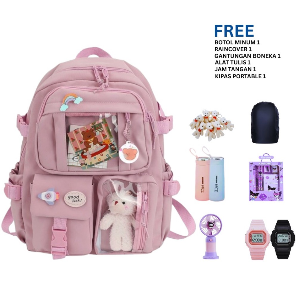 Tas Sekolah Anak Perempuan Tas Backpack SD SMP SMA Wanita Cantik Tas Buku Kapasitas Besar