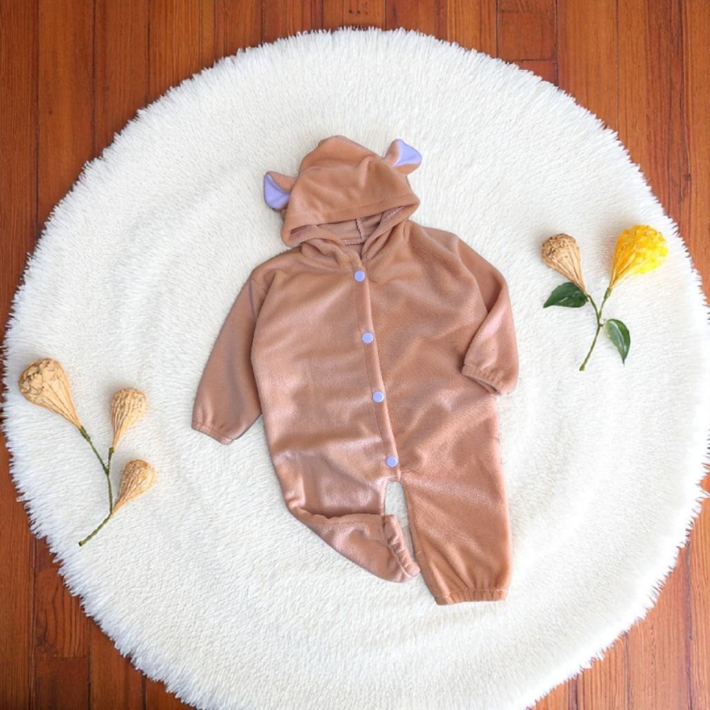 Jumpsuit Bayi Hoodie Telinga Lucu Jumper Kodok Anak Karakter Lembut Nyaman Hangat