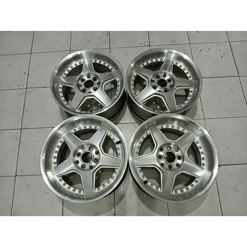 VELG MOBIL RACING JF LUXURY RING 16 LEBAR 7,5/8,5 LUBANG BAUT PCD 4X100, 4X114 PELEK