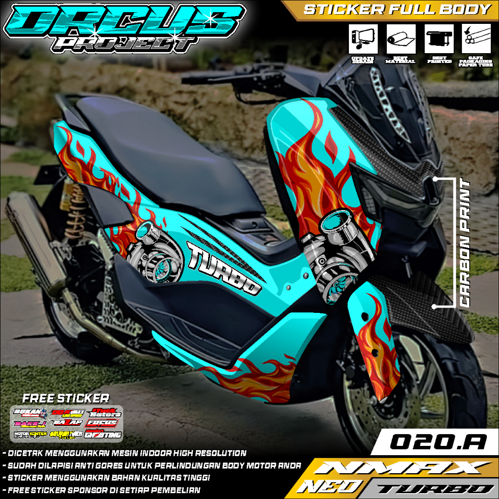 (COD) TERBARU Decal Stiker Nmax Turbo/Neo New Fullbody DESAIN API TURBO 020 ORCUS PROJECT