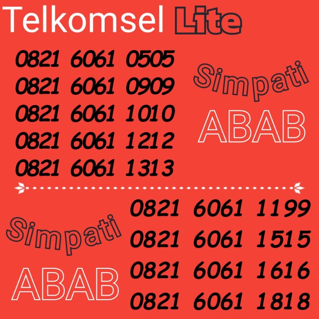 Nomor Cantik Telkomsel Lite Simpati As prabayar Seri AABB