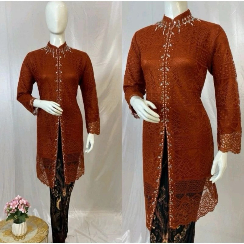 Kebaya tunik Modern 2025 Kebaya Modern kebaya wisuda bahan brokat model tunik payet