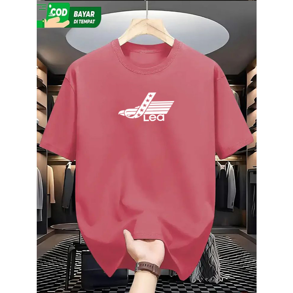 promo Kaos Distro Lengan Pendek Logo Lea Tek Putih./ Kaos Pria Dan Wanita Premium