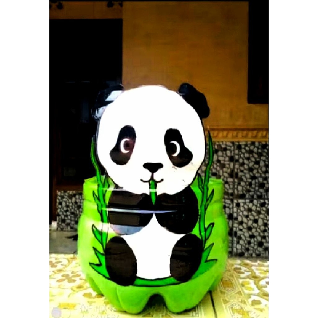 Pot Karakter Kartun Panda & motif Bunga Galon le mineral 15liter