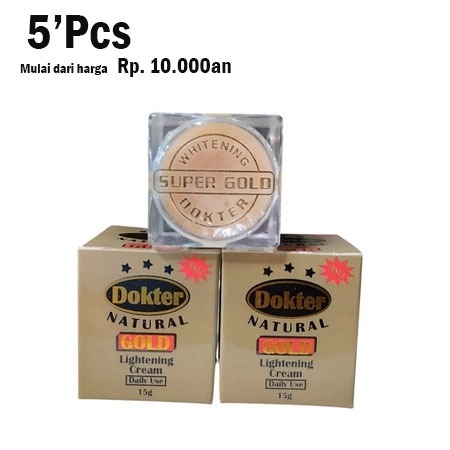 5'pcs Cream Dr Gold Kualitas Super Mencerahkan Perawatan Wajah Pelembab cream super gold asli