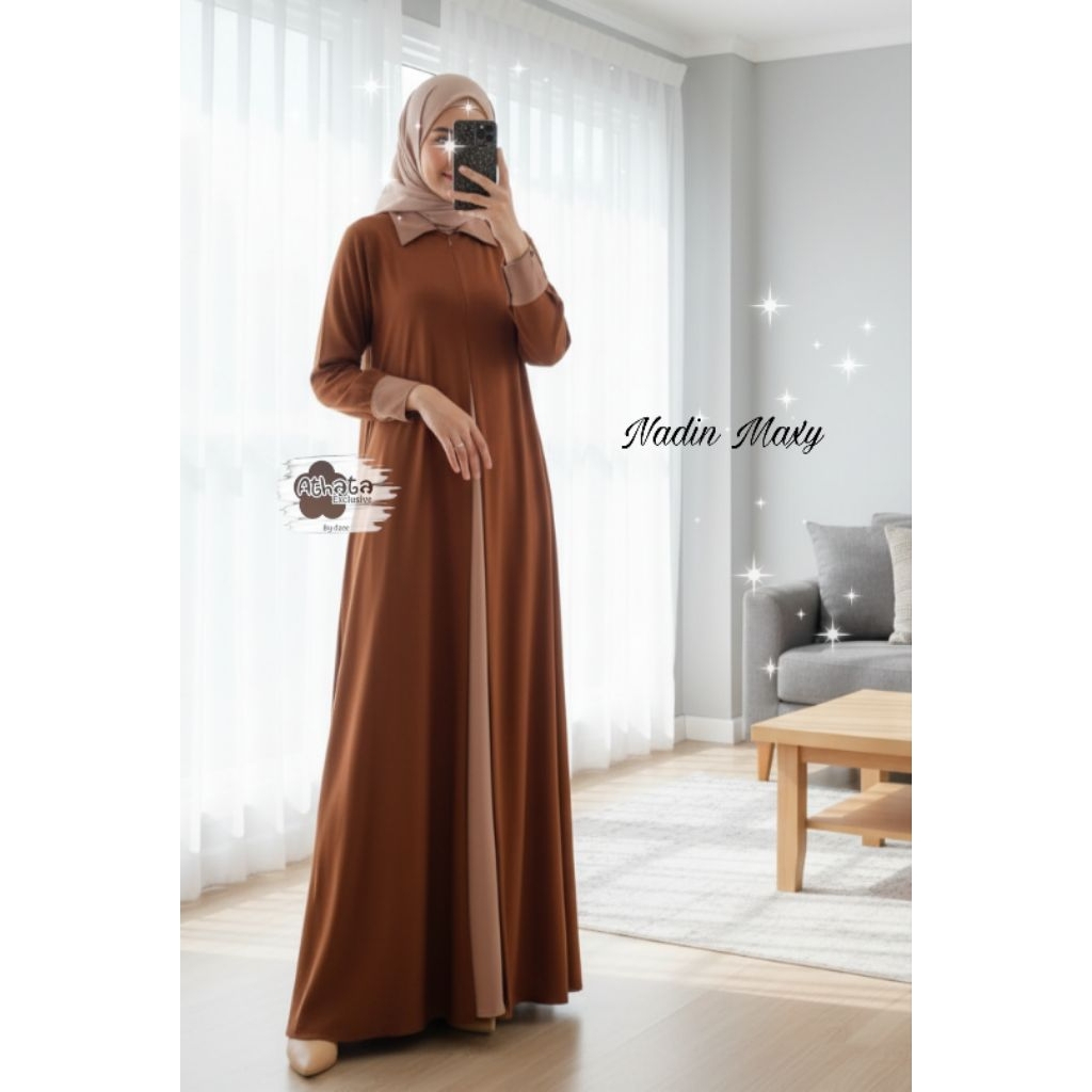 Gamis Kondangan Simple elegan Crinkle airflow Premium Nadin Ori by Athata