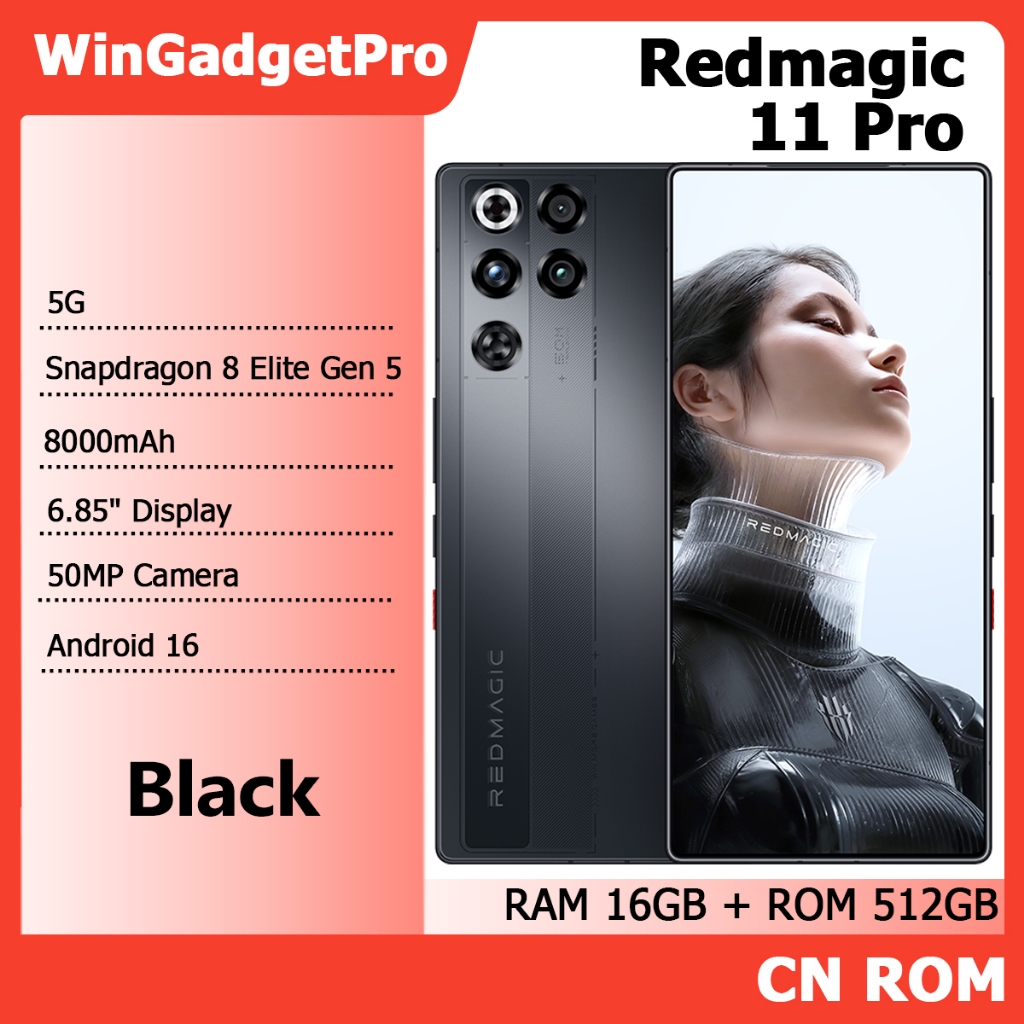 Redmagic 11 Pro | 5G | 16GB+512GB | Snapdragon 8 Elite Gen 5 | Baterai 8.000mAh 80W | Android 16