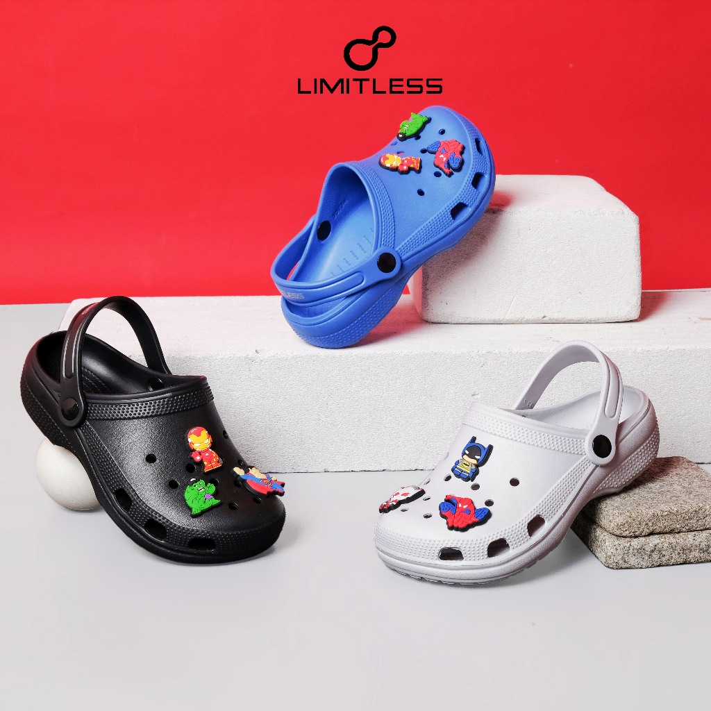 Sandal Limitless Sandal Slip On Lily JIBBITZ MARVEL Sendal Selop Anak Cowok Karakter Size 27-36