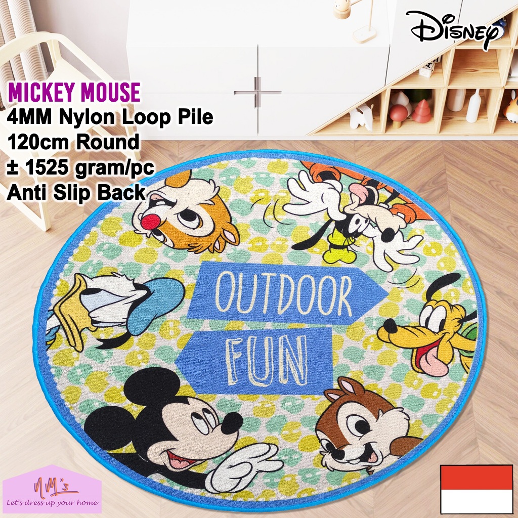 Disney Mickey Mouse Official Merchandise karpet round diameter 120 cm anti slip playmat anak bulat b