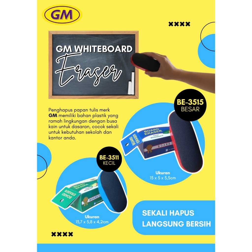GM Whiteboard Eraser BE-3511 & BE-3515 – Penghapus Papan Tulis Ramah Lingkungan