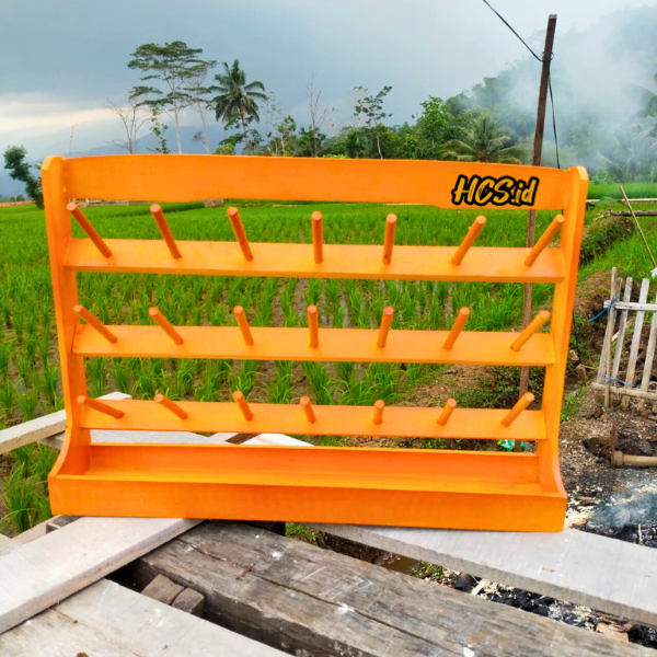 Rak Benang obras 21 Stik putih natural Kapasitas Benang Besar 3000 dan 5000 Yard | Rak Benang Kayu
