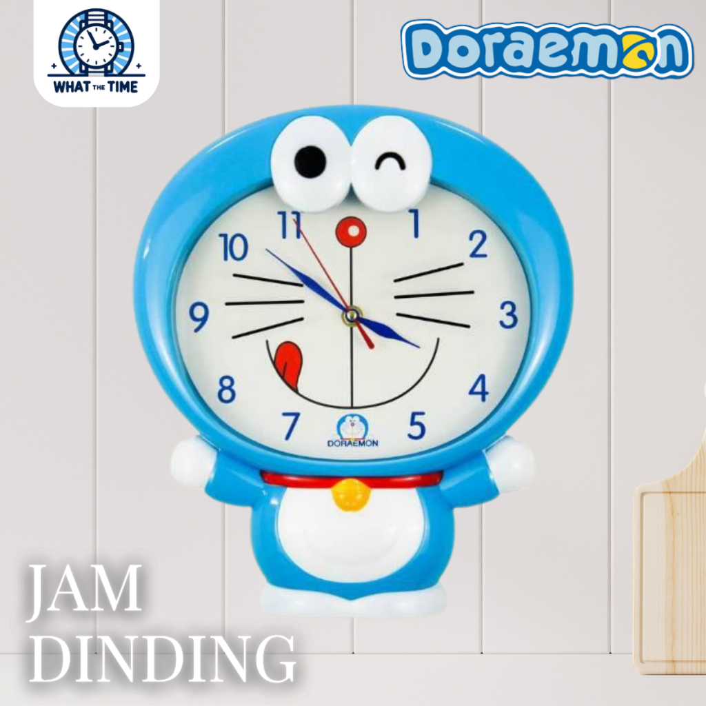 WTT Jam Dinding Doraemon Face Karakter  Analog Lucu Unik Full Body Dekorasi Kamar Anak Kado Ultah