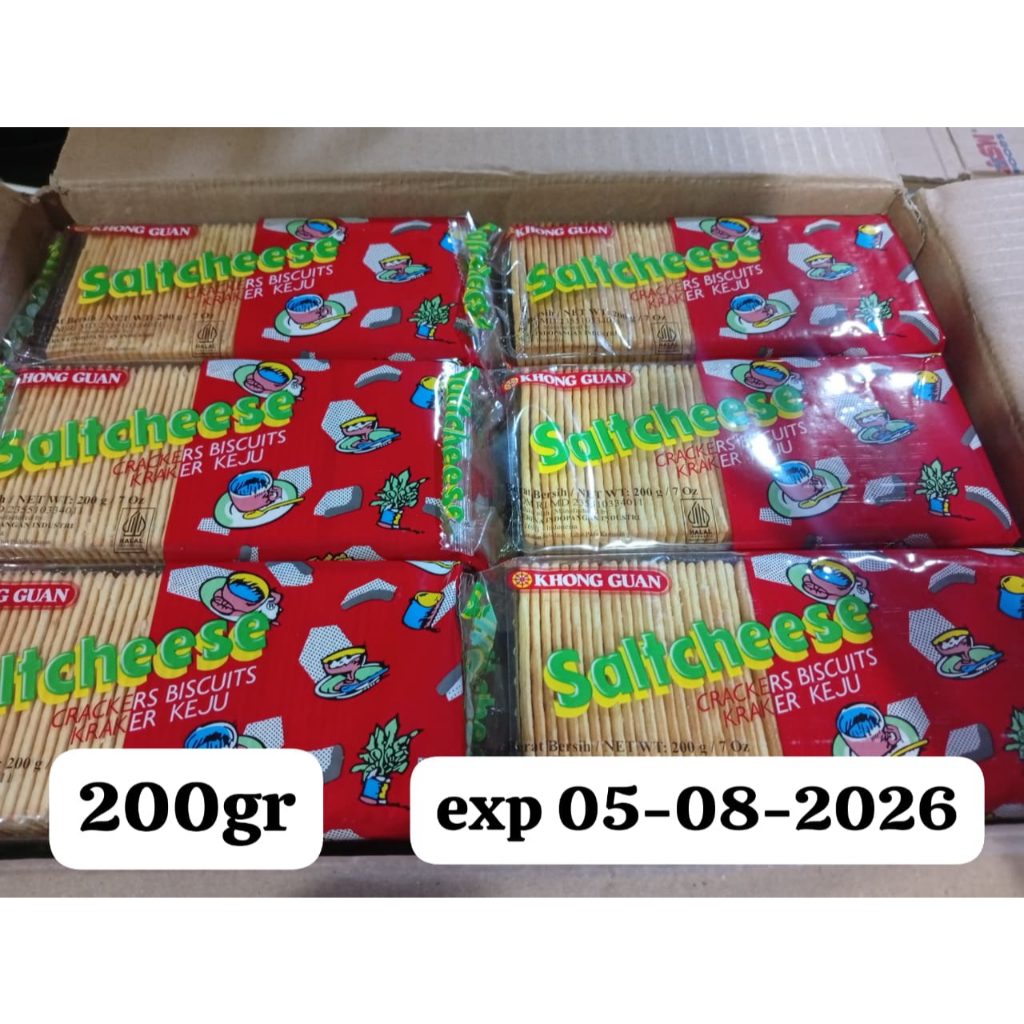 Khong Guan Saltcheese Crackers 200 Gr - Renyah Keju Asin, Biskuit Keju Gurih, Cocok Cemilan Keluarga