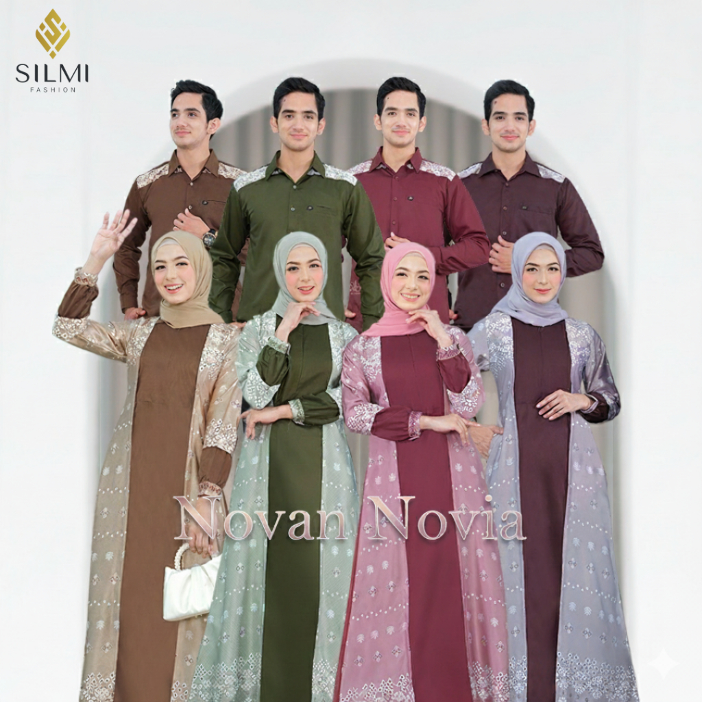 SILMI - Baju Gamis Couple Pasangan Kondangan Katun Madinah Novan Novia