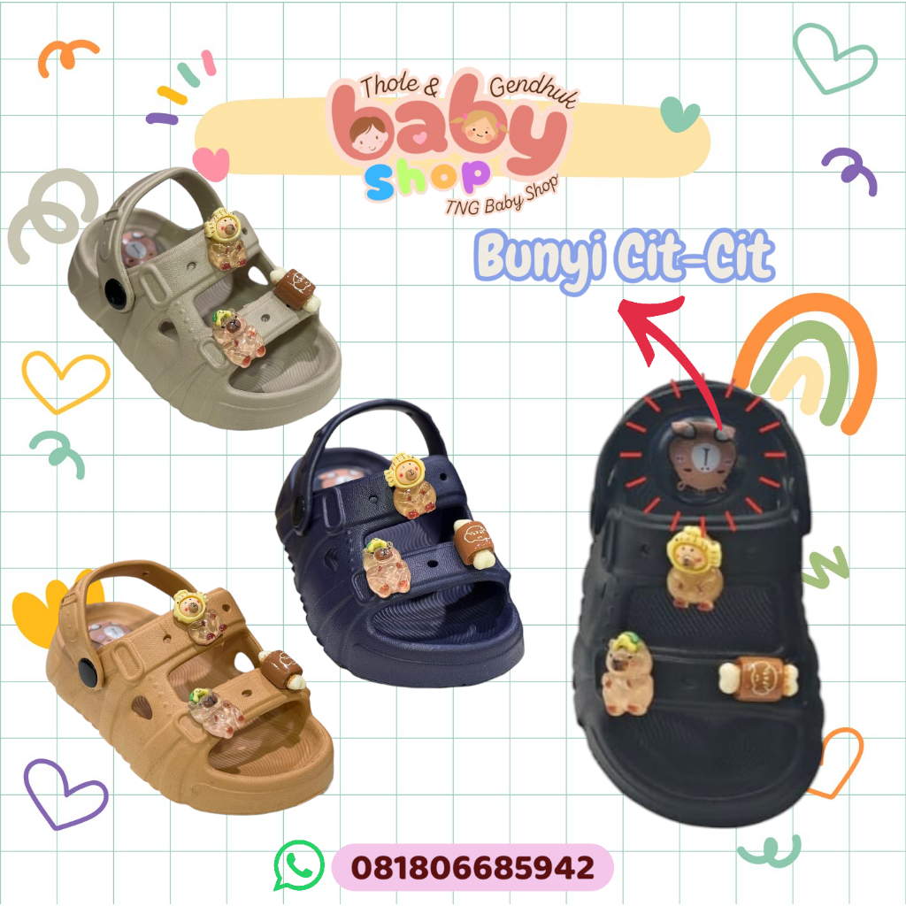Sandal Anak Cit-Cit Backstrap Bross Beruang (Bisa bunyi Cit-Cit) Estimasi untuk usia 1-3 tahun