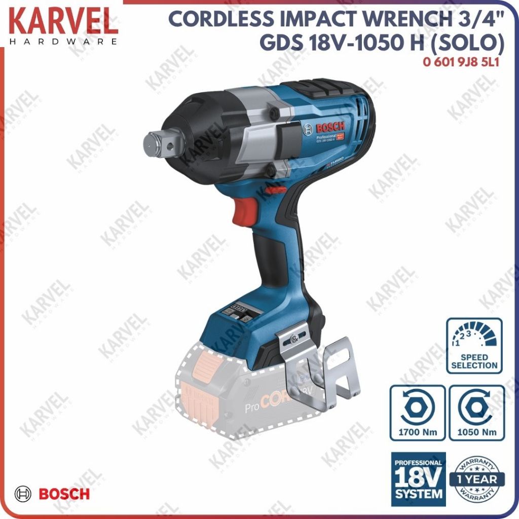 Bosch GDS 18V-1050 H Cordless Impact Wrench / Impact Wrench Tanpa Kabel (Solo / Unit Only)