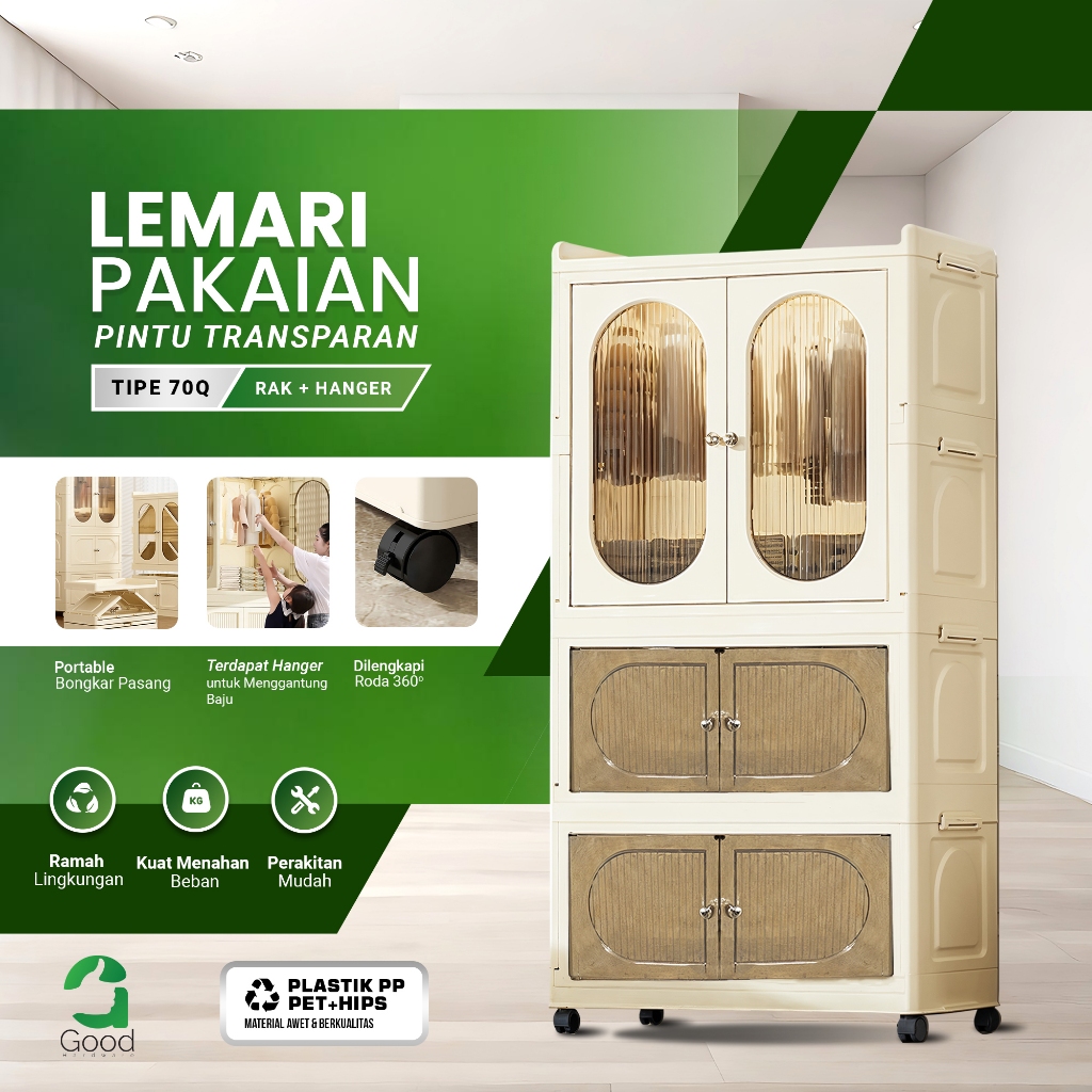 Lemari Plastik Susun Set Hanger Storage Cabinet Rak Susun Lemari Anak Dengan Roda