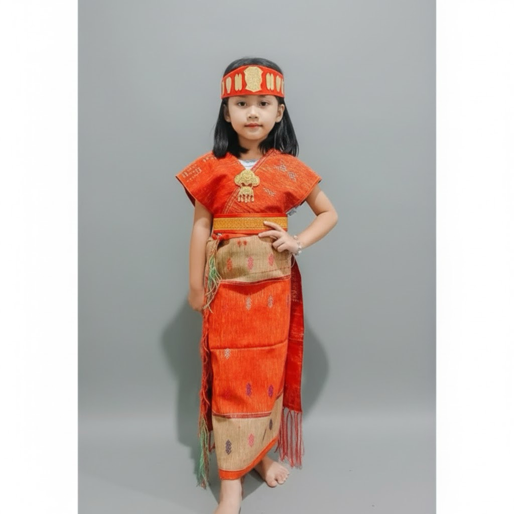 Pakaian adat Batak anak perempuan, pakaian tradisional Batak, pakaian menari, pakaian kostum Batak