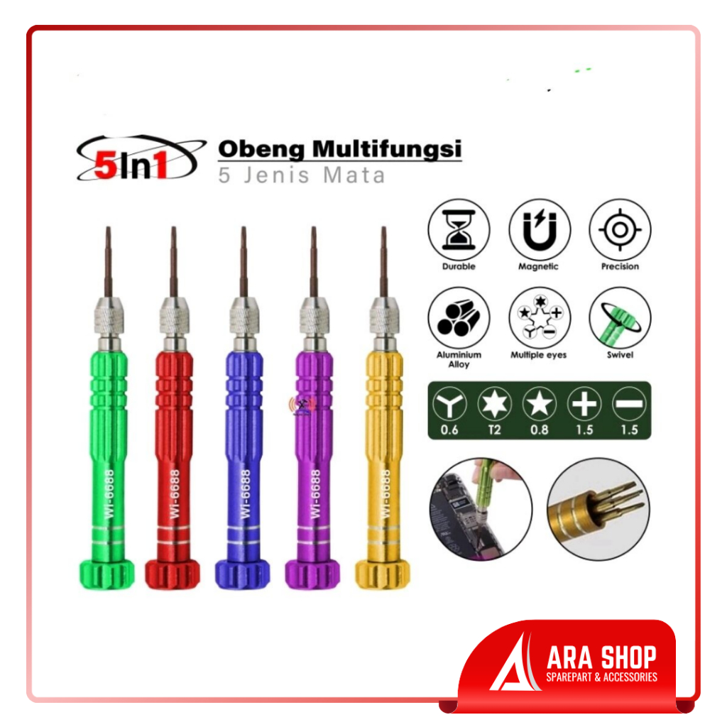ALAT SERVICE HP Obeng Hp Lengkap 5 in 1 isi 5 Buat Buka Handphone Universal Semua hp