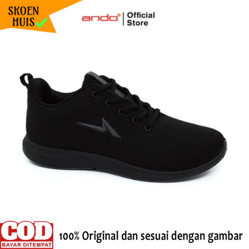 Sepatu Sneakers Ando Pino Duo Pria Dewasa 39-43 Full Hitam