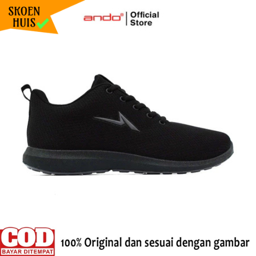 Sepatu Sneakers Ando Pino Duo Pria Dewasa 39-43 Full Hitam