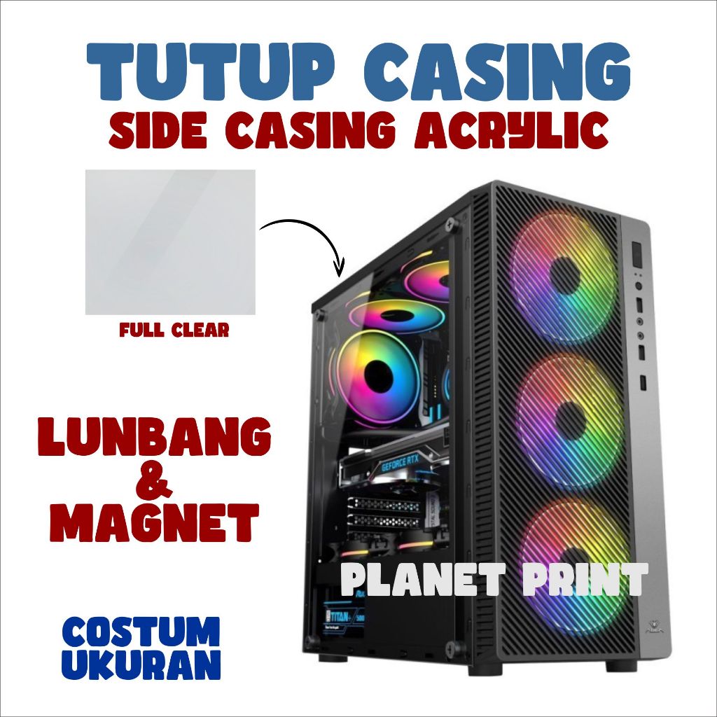 COSTUM Akrilik Laser Cut Side Panel Tutup Casing PC Casing Komputer Untuk Tutup Kesing Case PC Deskt
