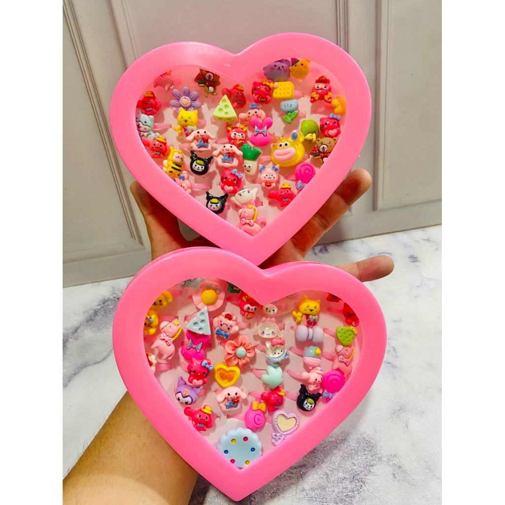 Grosir isi 36 Pcs Perbox Cincin Box Love Anak Cincin Box Anak Cincin Anak Karakter Lucu Box Love Cin