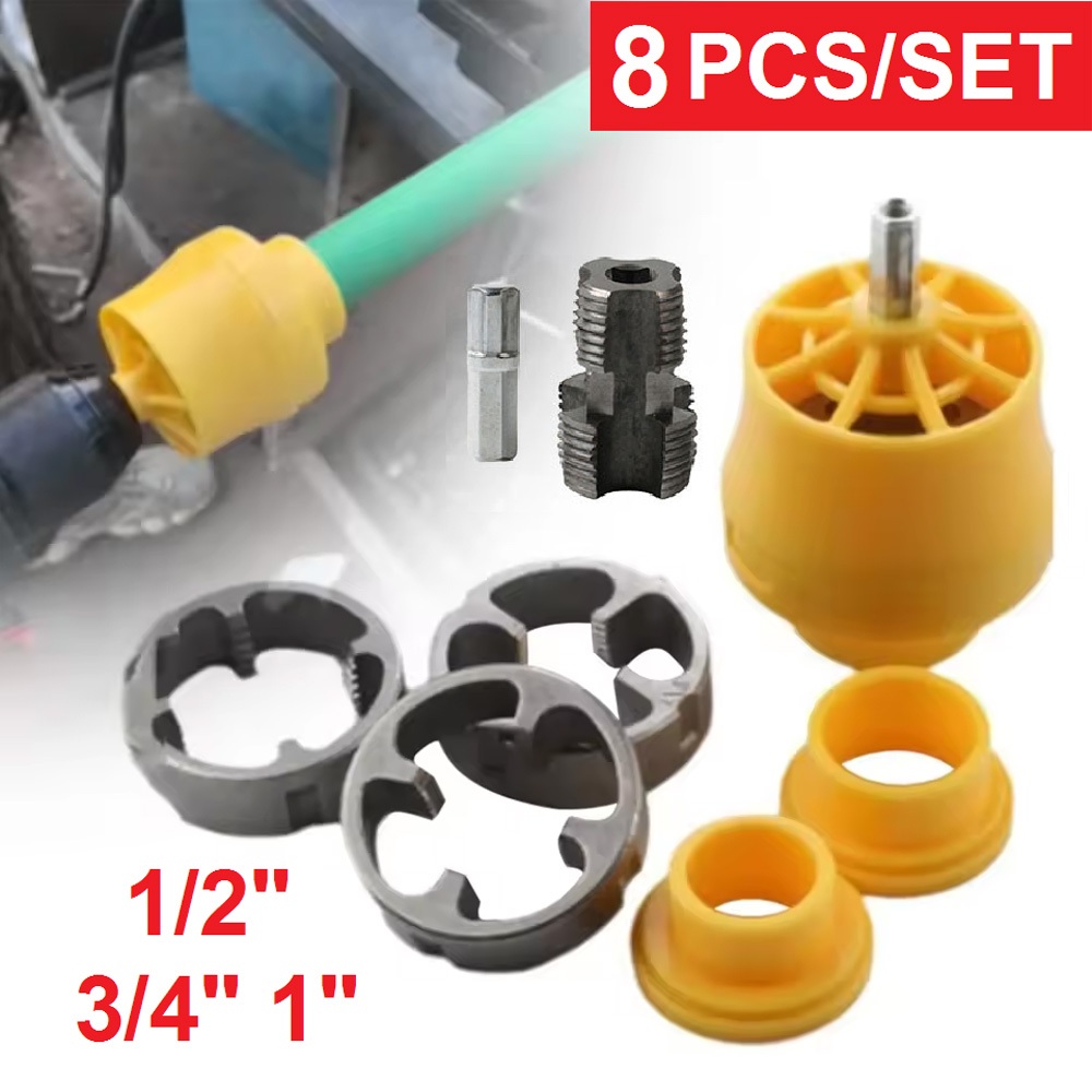 8 Buah Alat Pembuat Senai Ulir Pipa 8PCS Set Thread Kit Maker 1" 1/2" 3/4" Senai Drat Ulir Cocok Unt