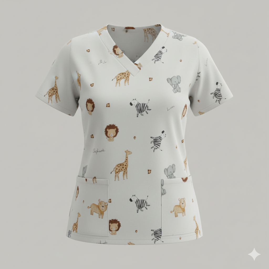 Baju jaga dokter / Baju perawat / Baju KoAs motif karakter hewan