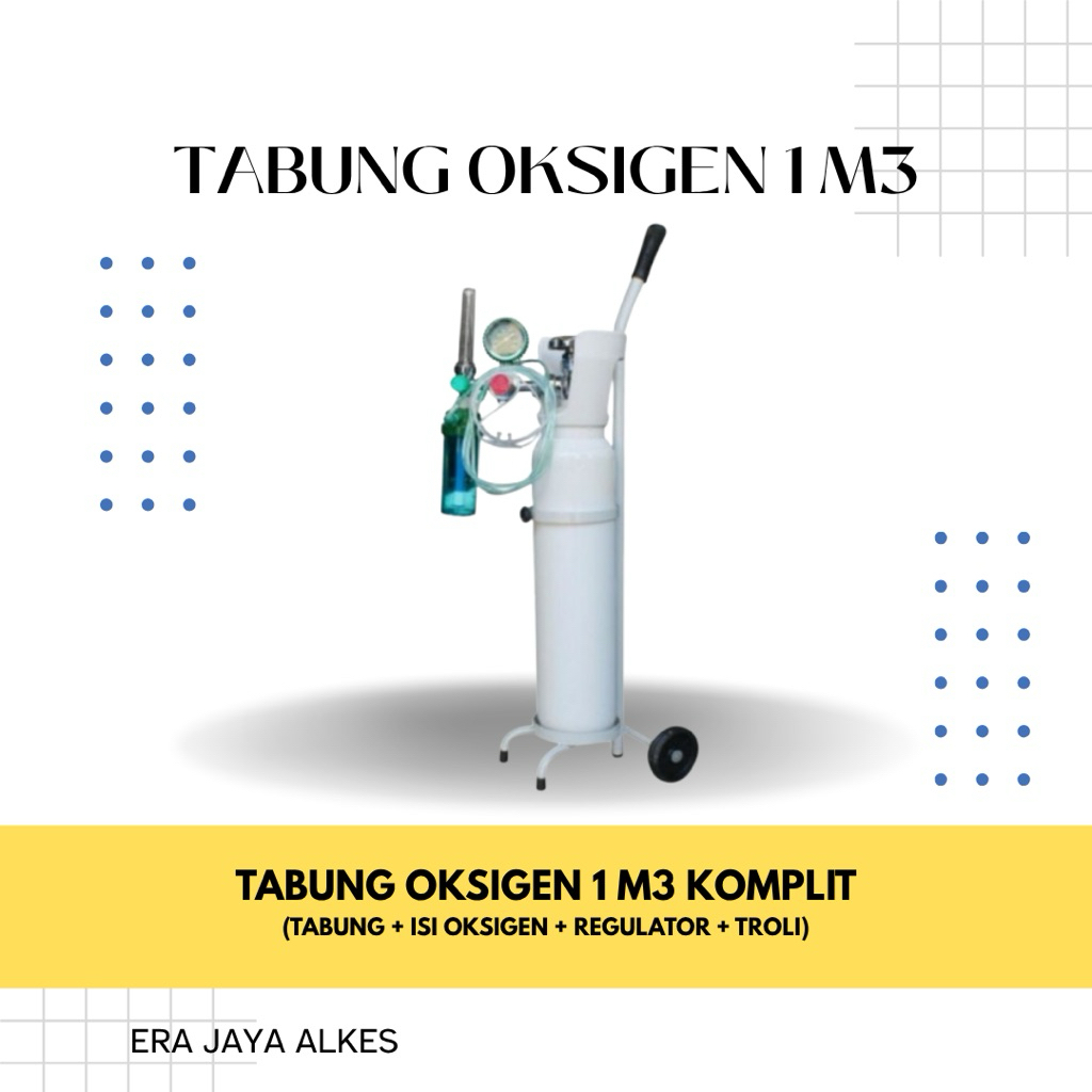 Tabung Oksigen 1 M3 Set Komplit (Tabung+Isi Oksigen+Regulator+Troli)