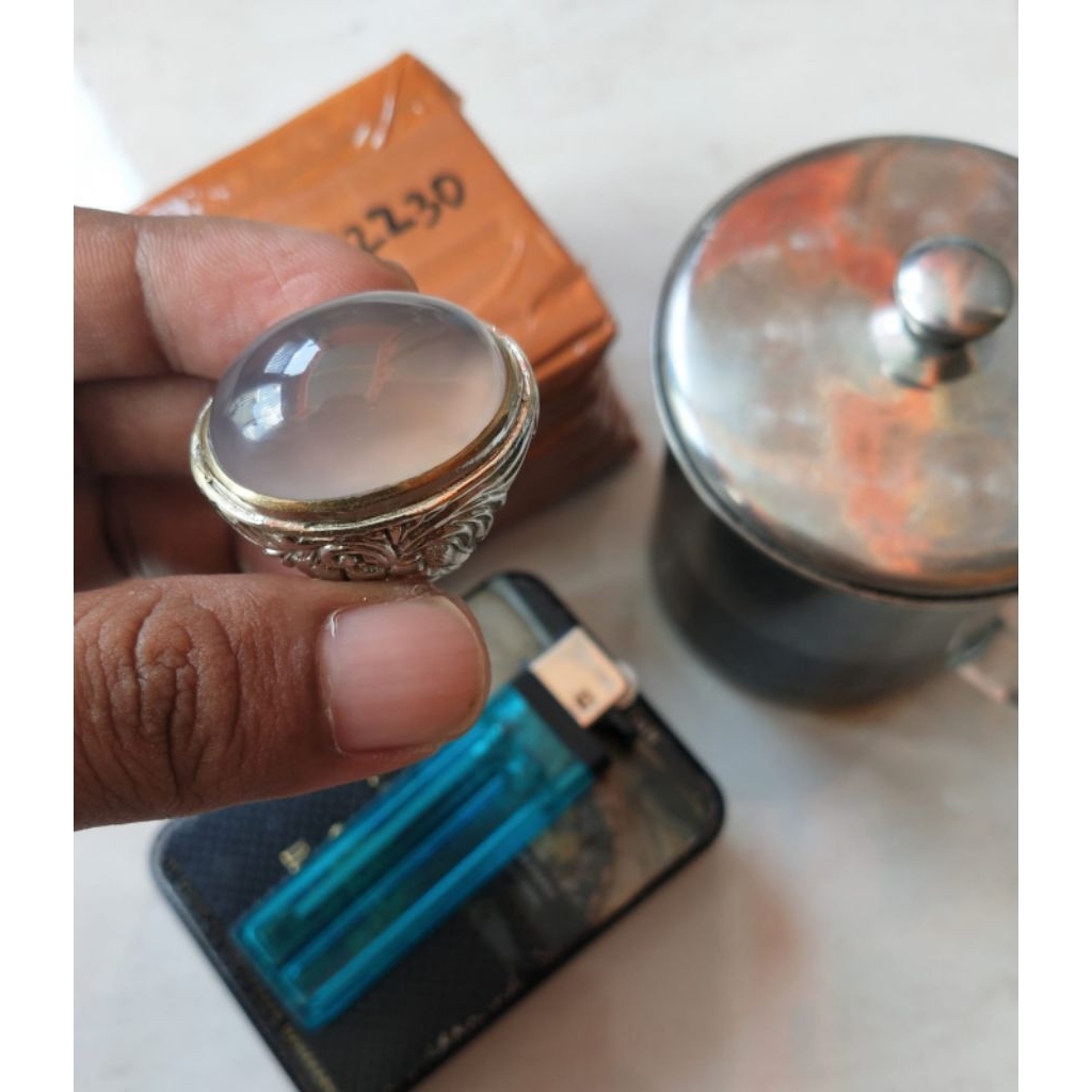 Cincin batu akik bacan obi kelo serat kura natural 100%