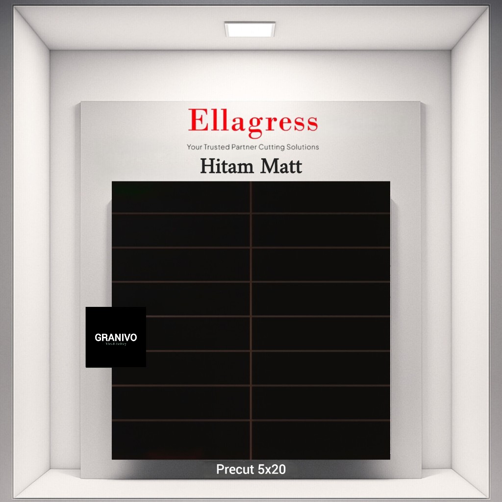 ELLAGRESS MOZAIC /MOZAIK / KERAMIK / KRAMIK / CERAMIC / HITAM MATT 40NP 520LB PRECUT 5 x 20 cm ( ISI