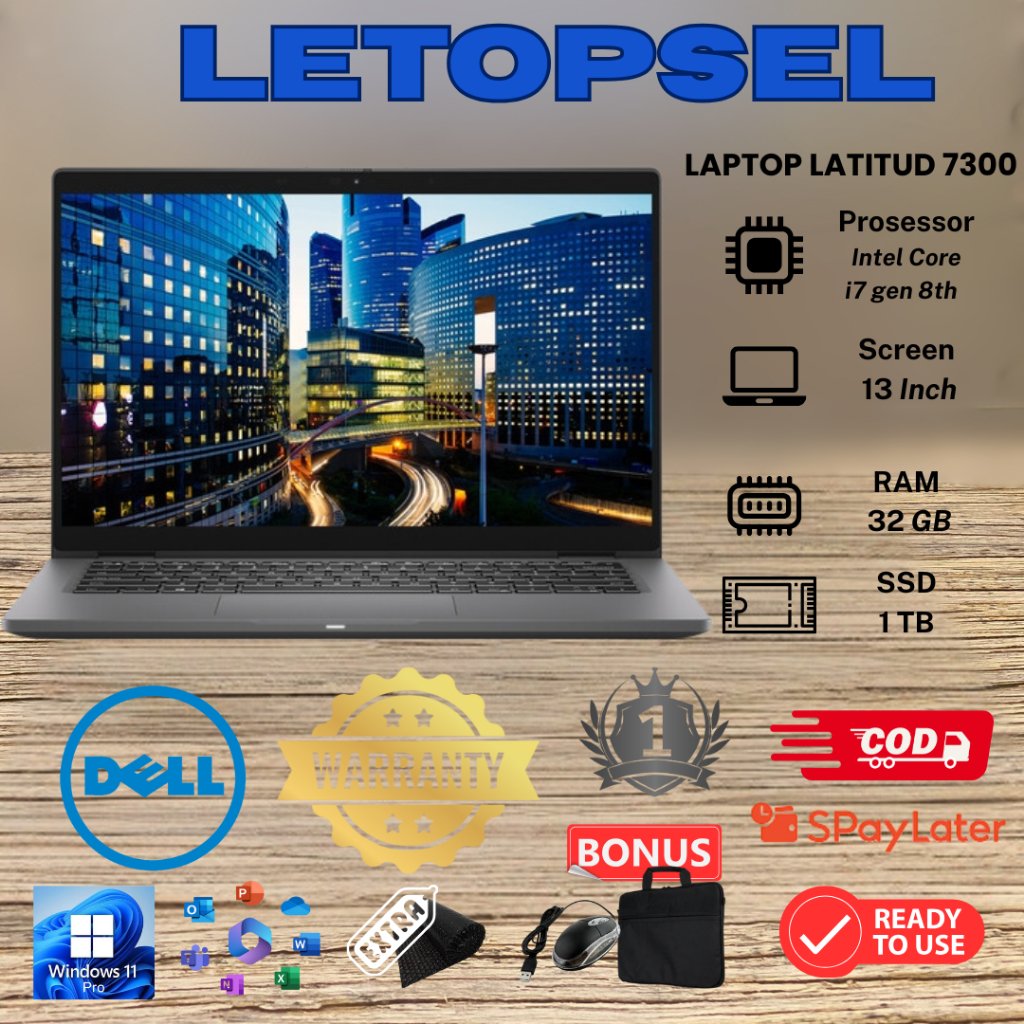 DELL LATITUDE 7300 CORE i7 8TH TOUCHSCREEN RAM 16GB/ 1TB SSD