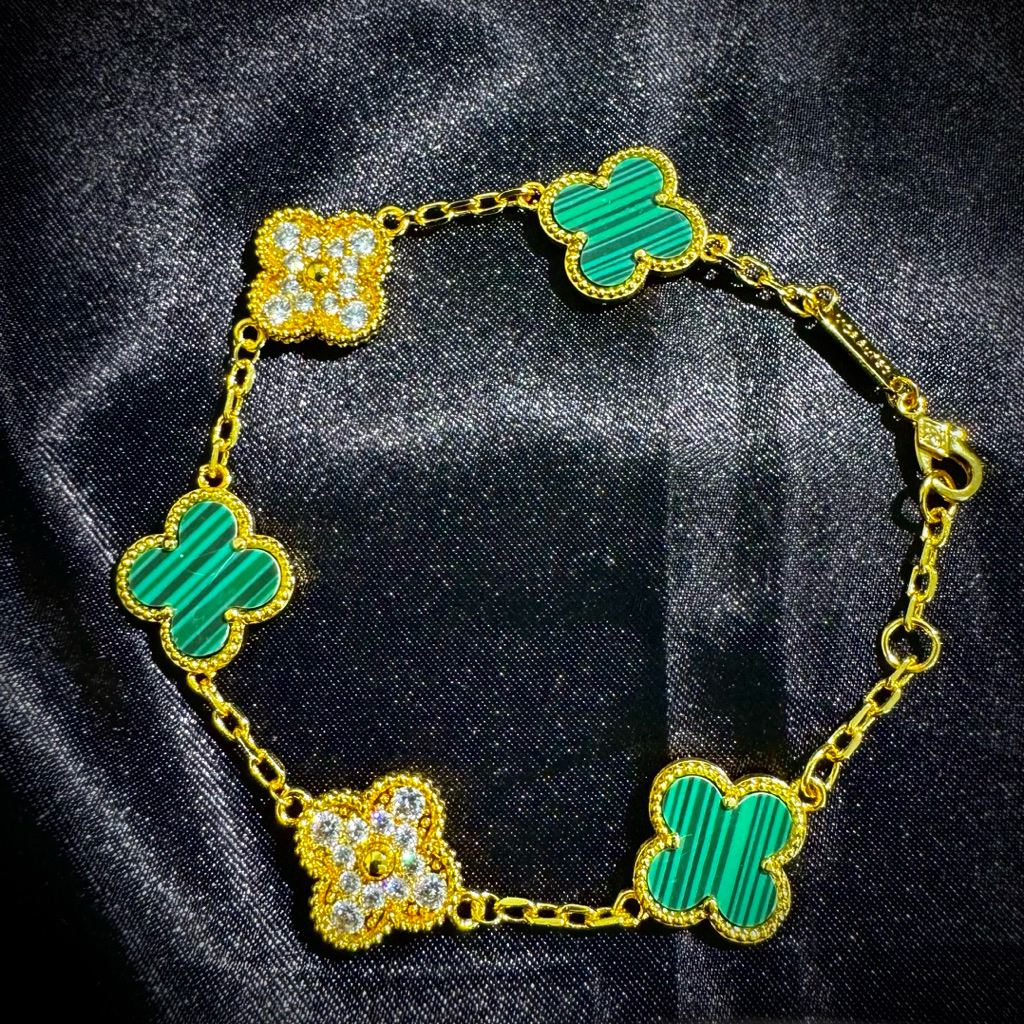 Gelang Semanggi Empat Daun Emas Pasir Vietnam 100% Asli