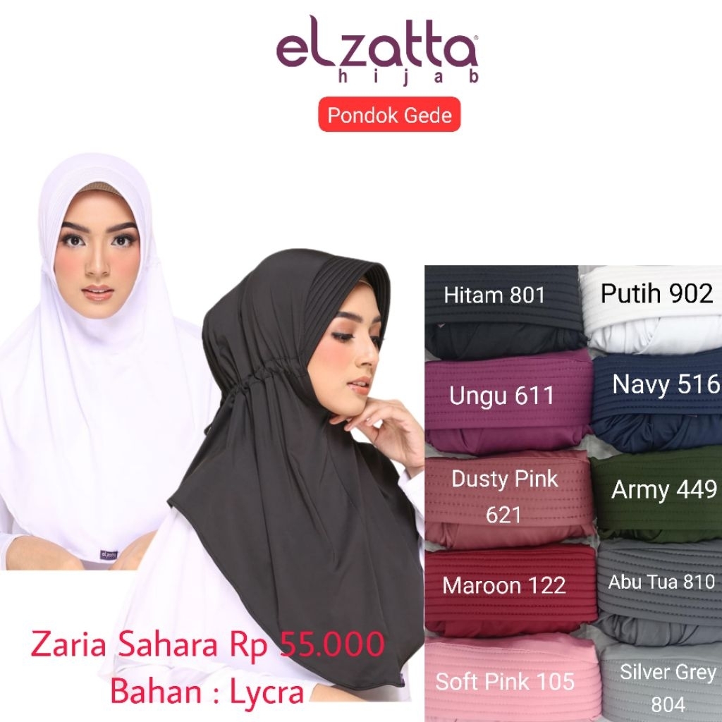 ELZATTA - Bergo Zaria Sahara - Kerudung Instan Hijab Jilbab Bergo Serut Belakang Muslim Wanita Hijab