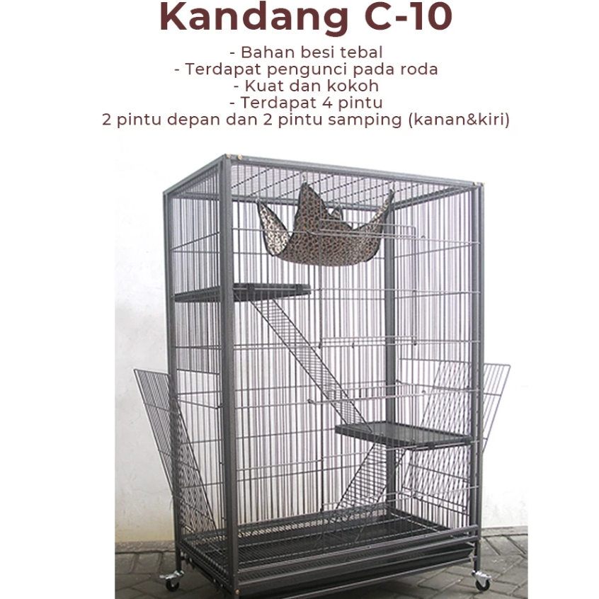 KANDANG KUCING TINGKAT OCTAGON CAT-10 (93 x 57 x 140)