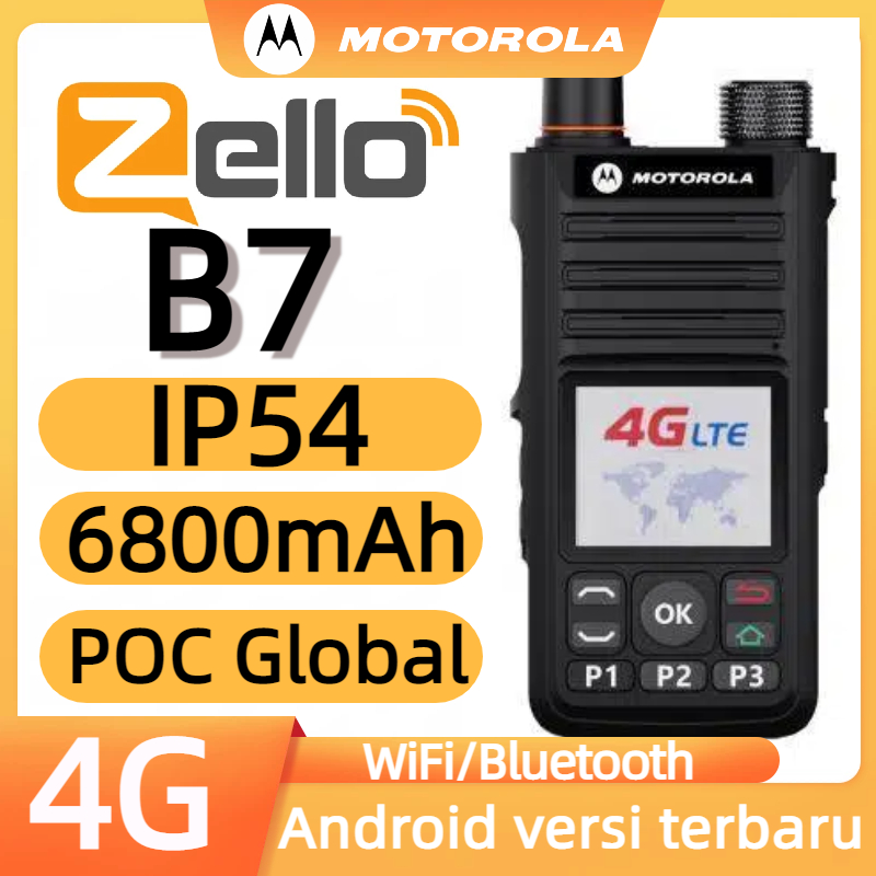 HT MOTOROLA Zello POC B7 Walkie Talkie Motorola Global 4G Portabel radio Baterai 6800mAh jarak jauh 